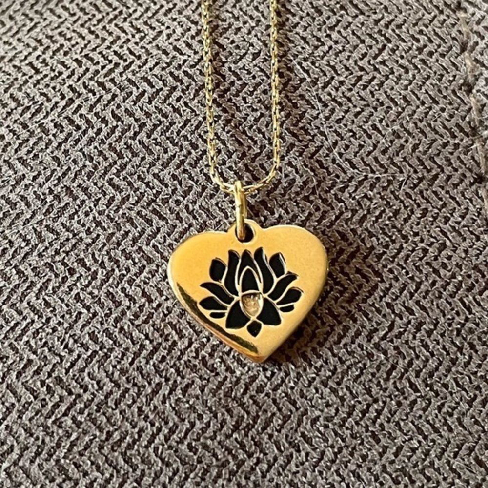 Alex and Ani Lotus Peace Petals Heart Goldtone Adjustable Slide Necklace